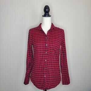 J. Crew Red Buffalo Check Blouse XS